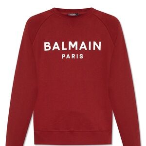 Balmain Men's Burgundy Crewneck Sweater